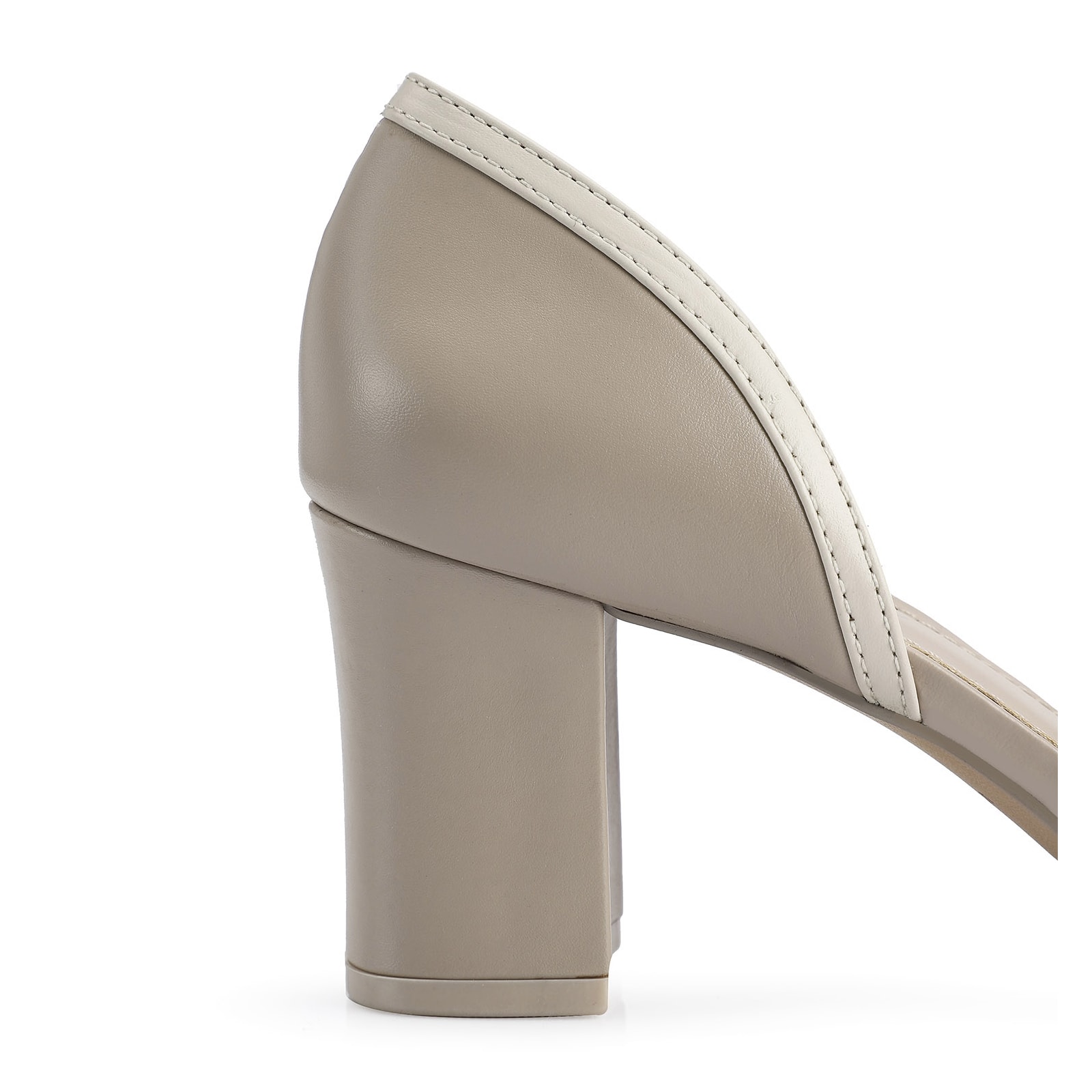 Peep Toe Couro Bege/Off White