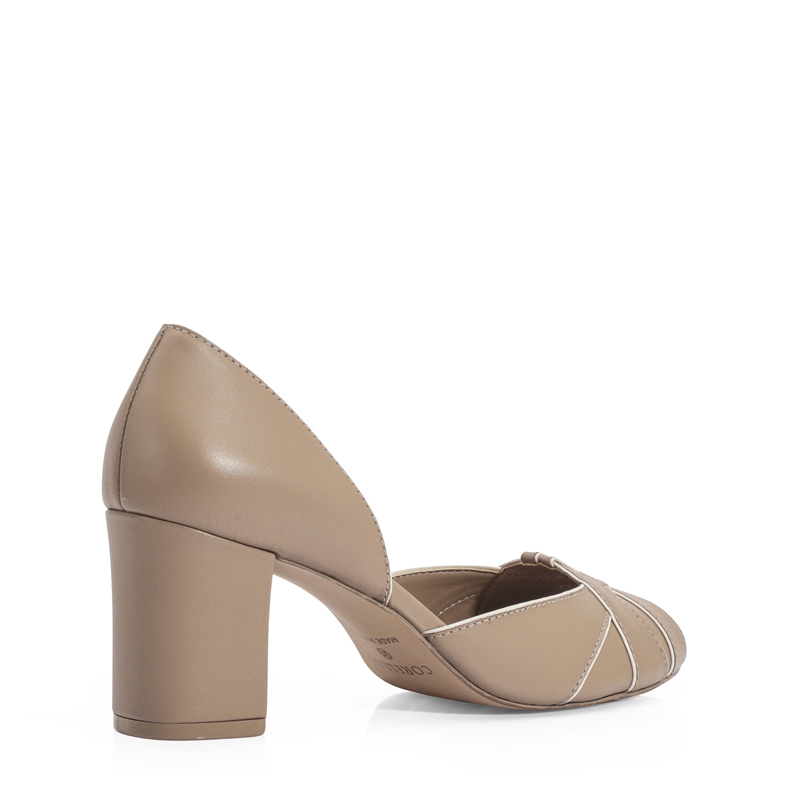 Peep Toe Couro Bege/Off White