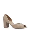 Peep Toe Couro Bege/Off White - imagem 1