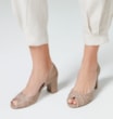 Peep Toe Couro Bege/Off White - imagem 2