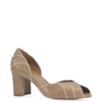 Peep Toe Couro Bege/Off White - imagem 1