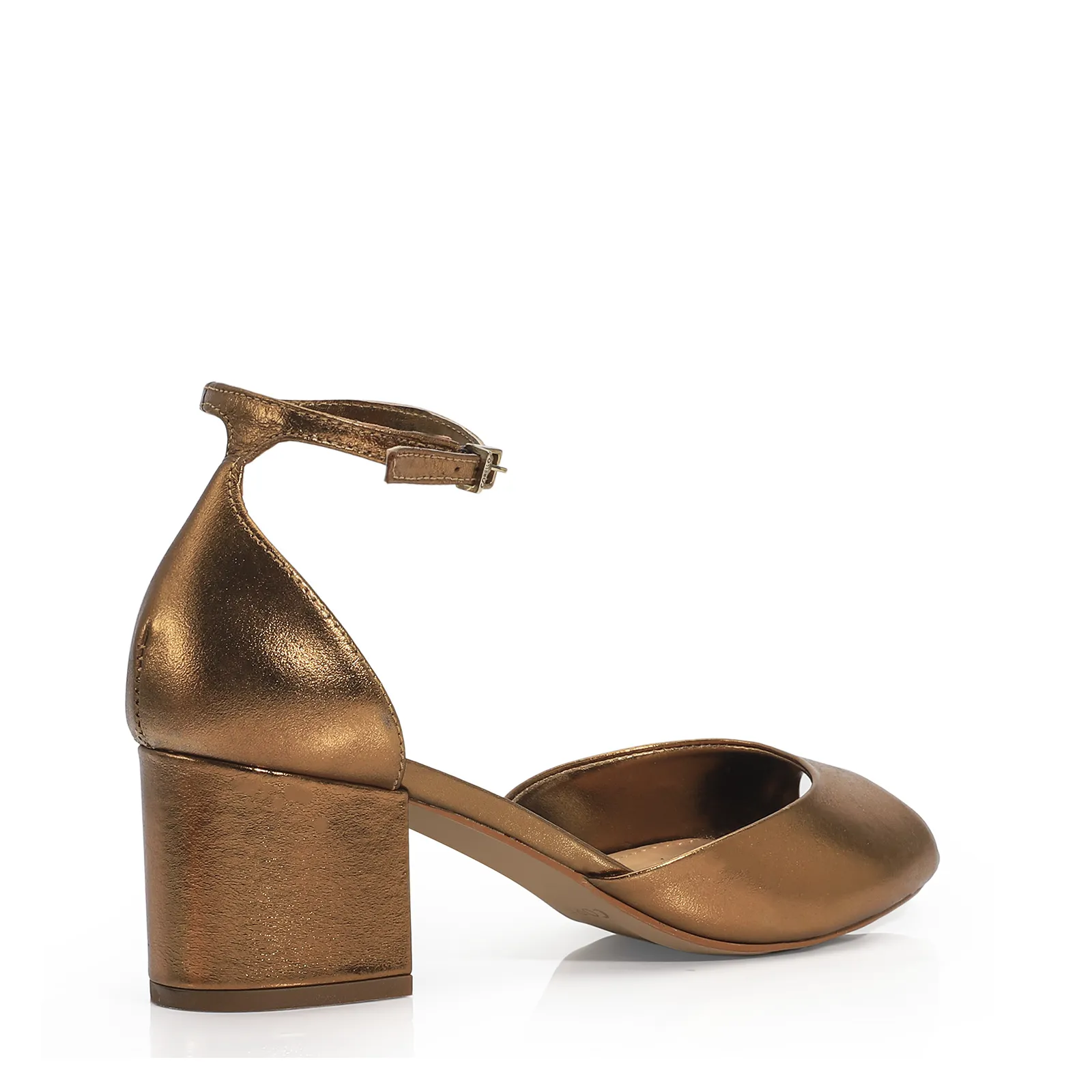 Peep Toe Couro Bronze