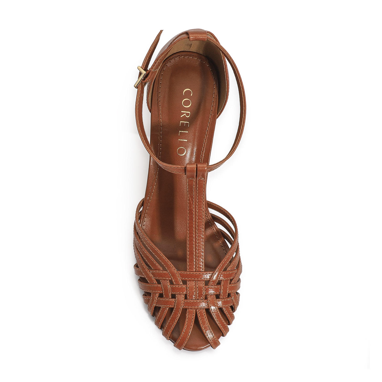 Peep Toe Couro Caramelo
