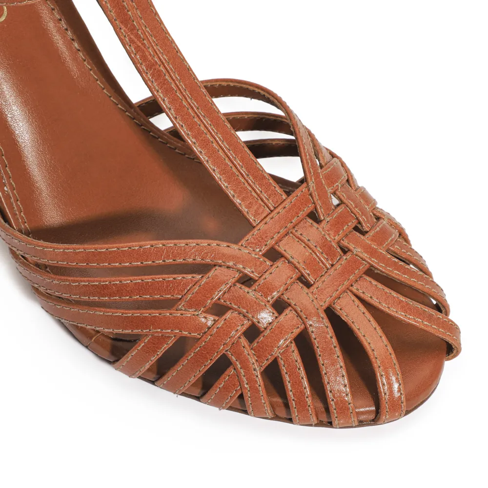Peep Toe Couro Caramelo - imagem 6