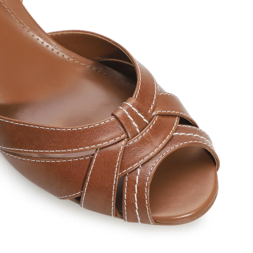 Peep Toe Couro Caramelo - imagem 6