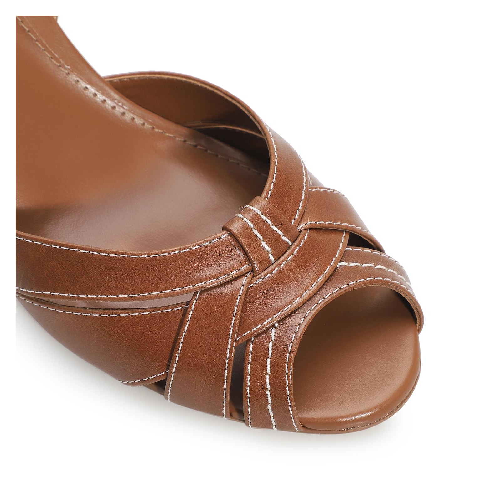 Peep Toe Couro Caramelo