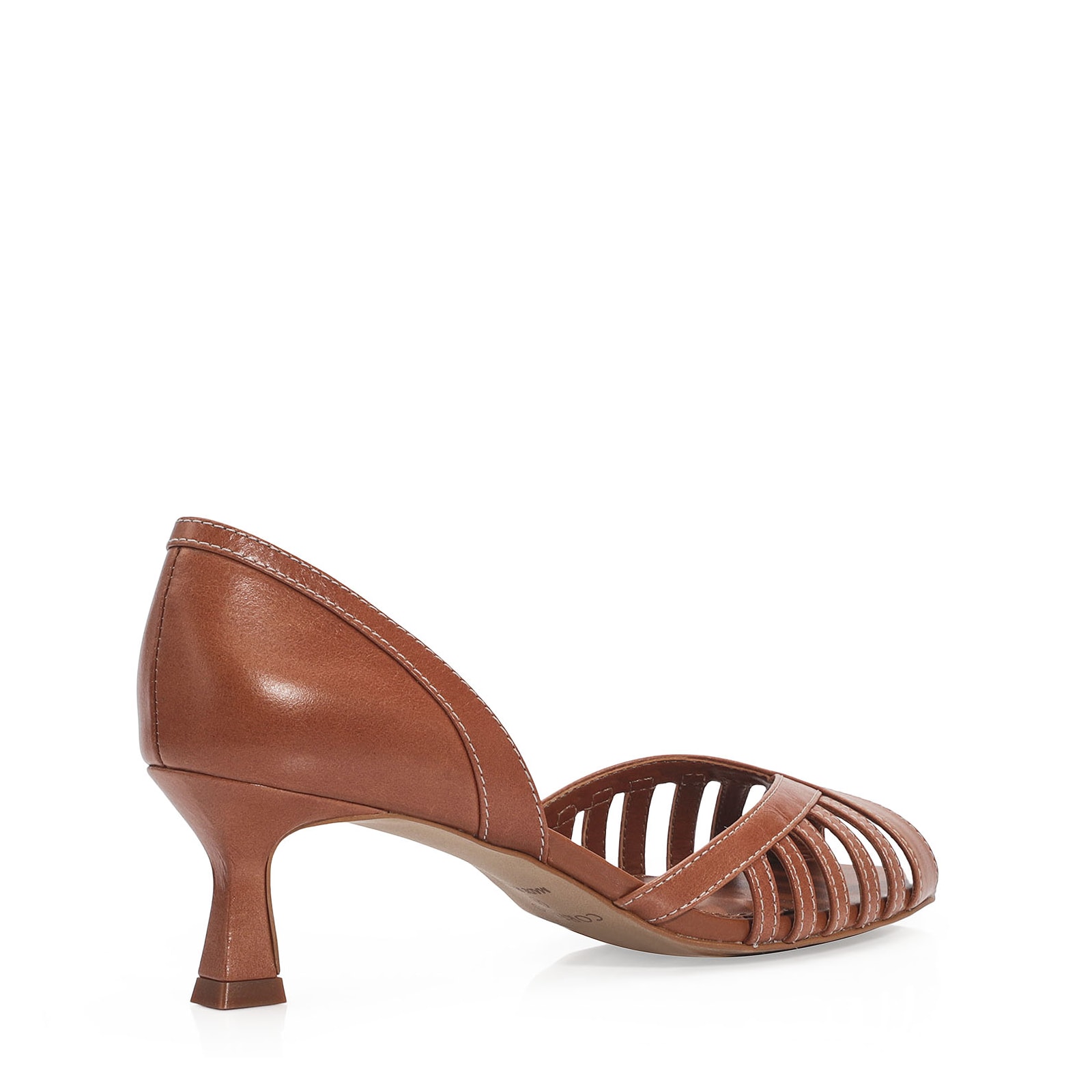 Peep Toe Couro Caramelo