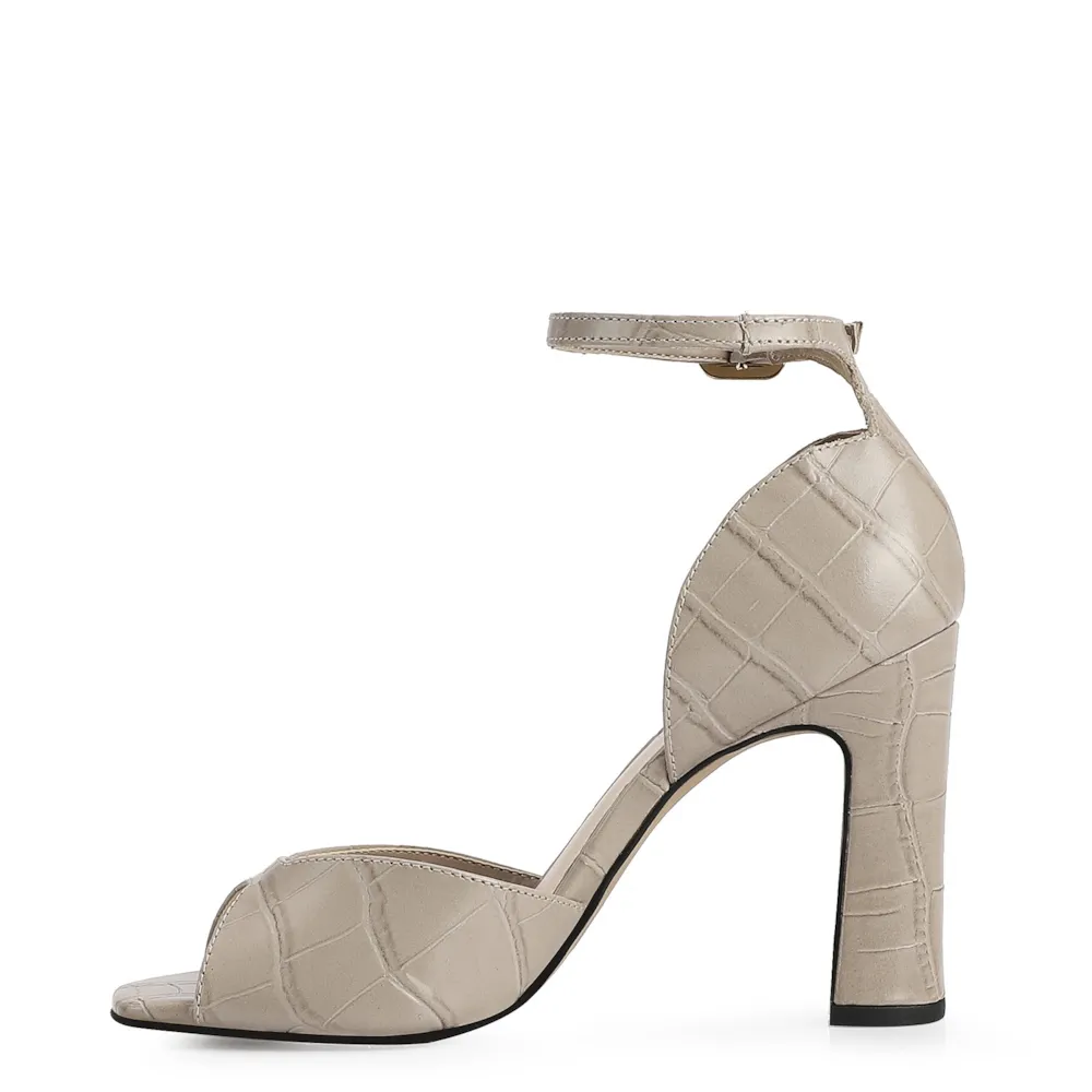 Peep Toe Couro Croco Bege/Alt Bege - imagem 5