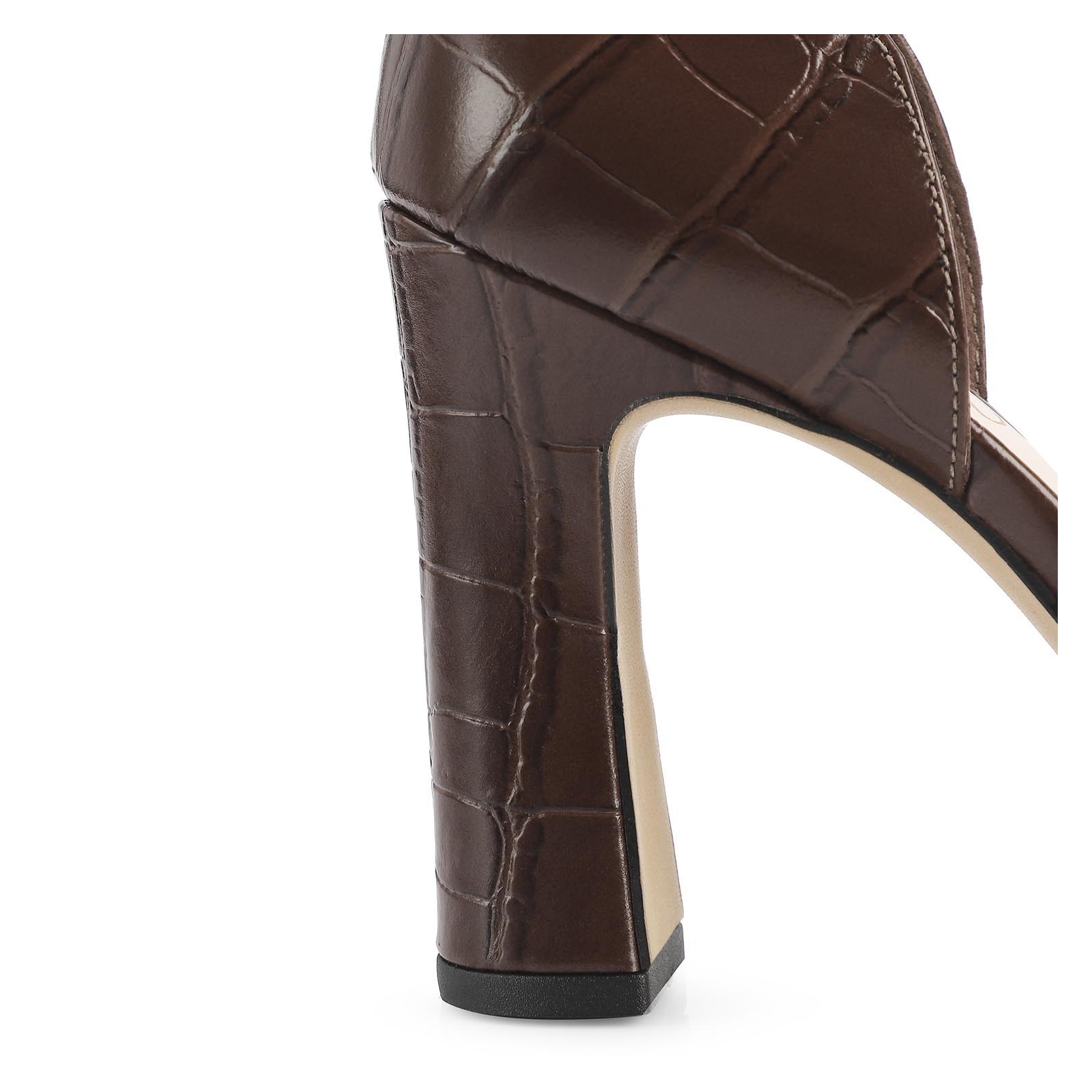 Peep Toe Couro Croco Marrom/Alt Marrom
