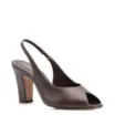 Peep Toe Couro Estonado Marrom Escuro - imagem 1
