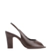 Peep Toe Couro Estonado Marrom Escuro - imagem 3
