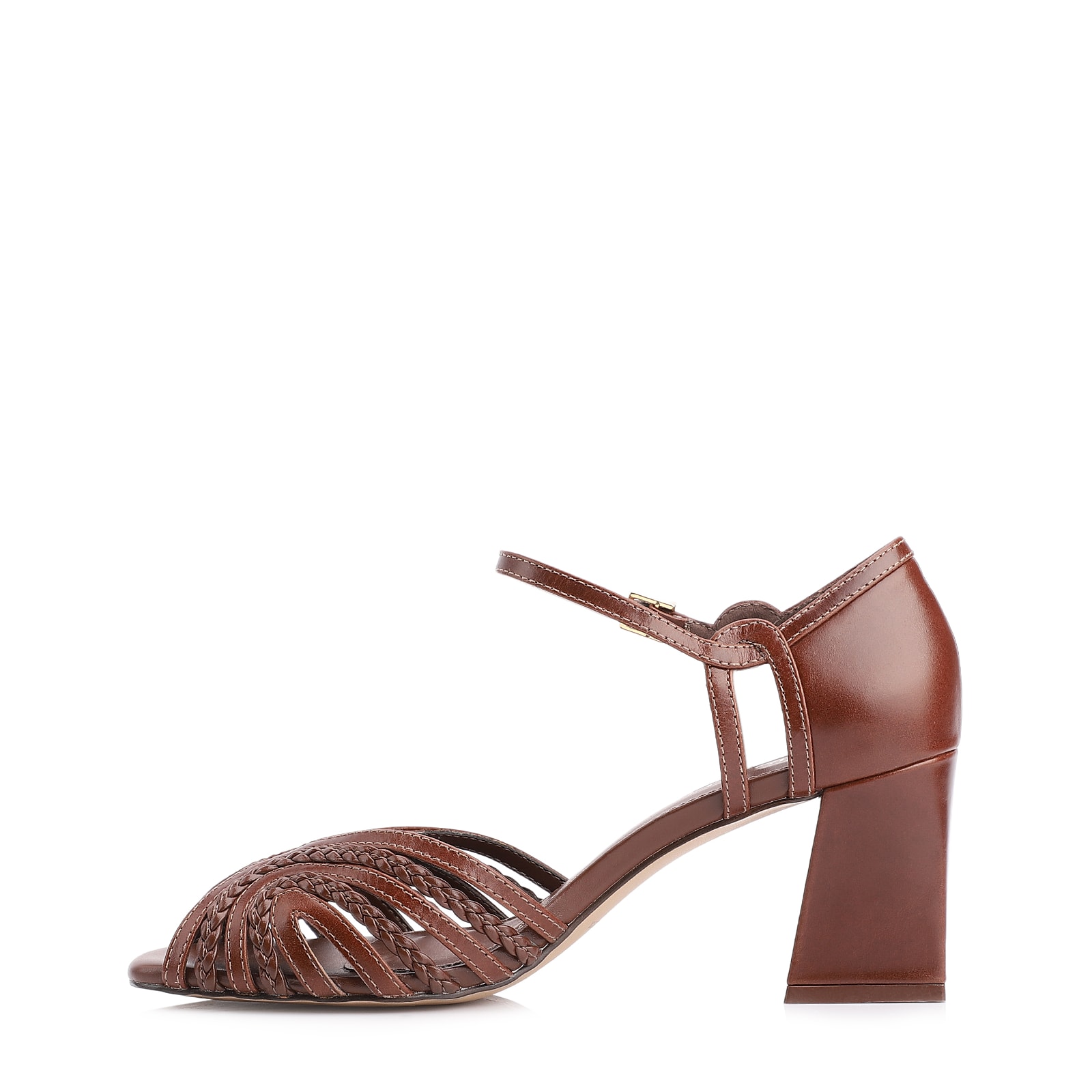 Peep Toe Couro/Gianduia Alt Marrom Escuro