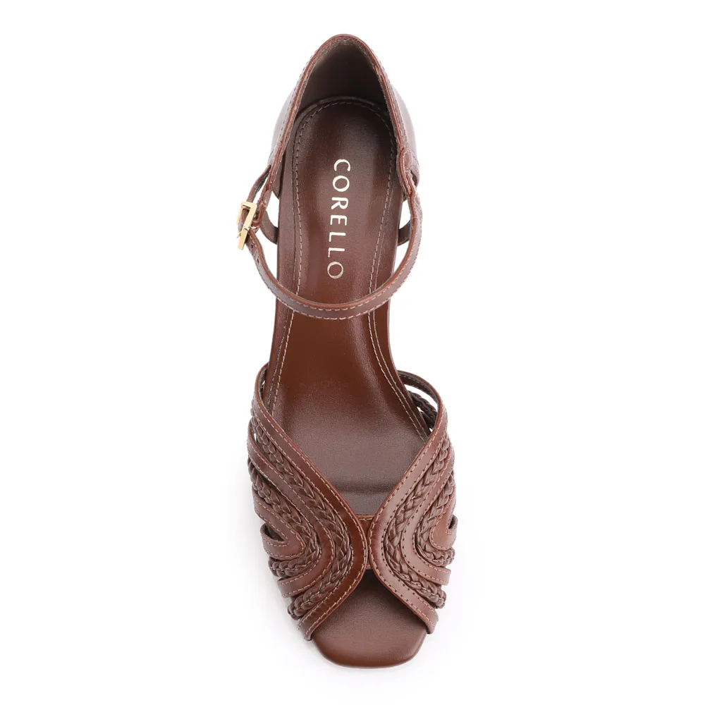 Peep Toe Couro/Gianduia Alt Marrom Escuro - imagem 5