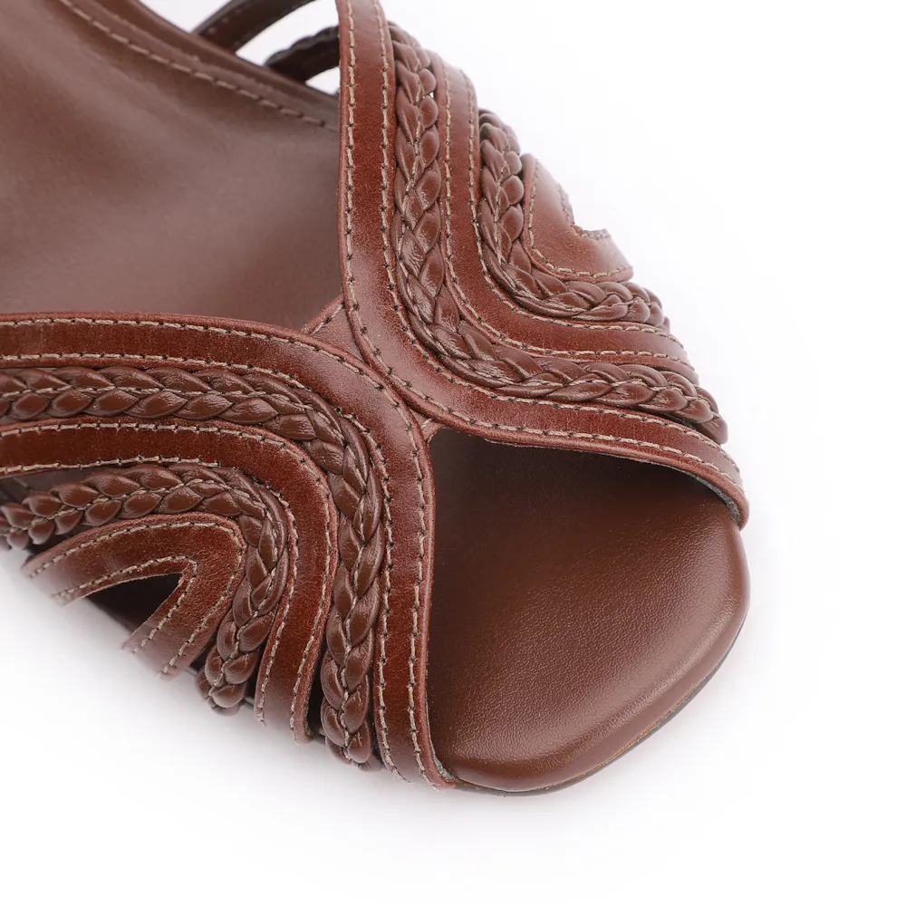 Peep Toe Couro/Gianduia Alt Marrom Escuro - imagem 6