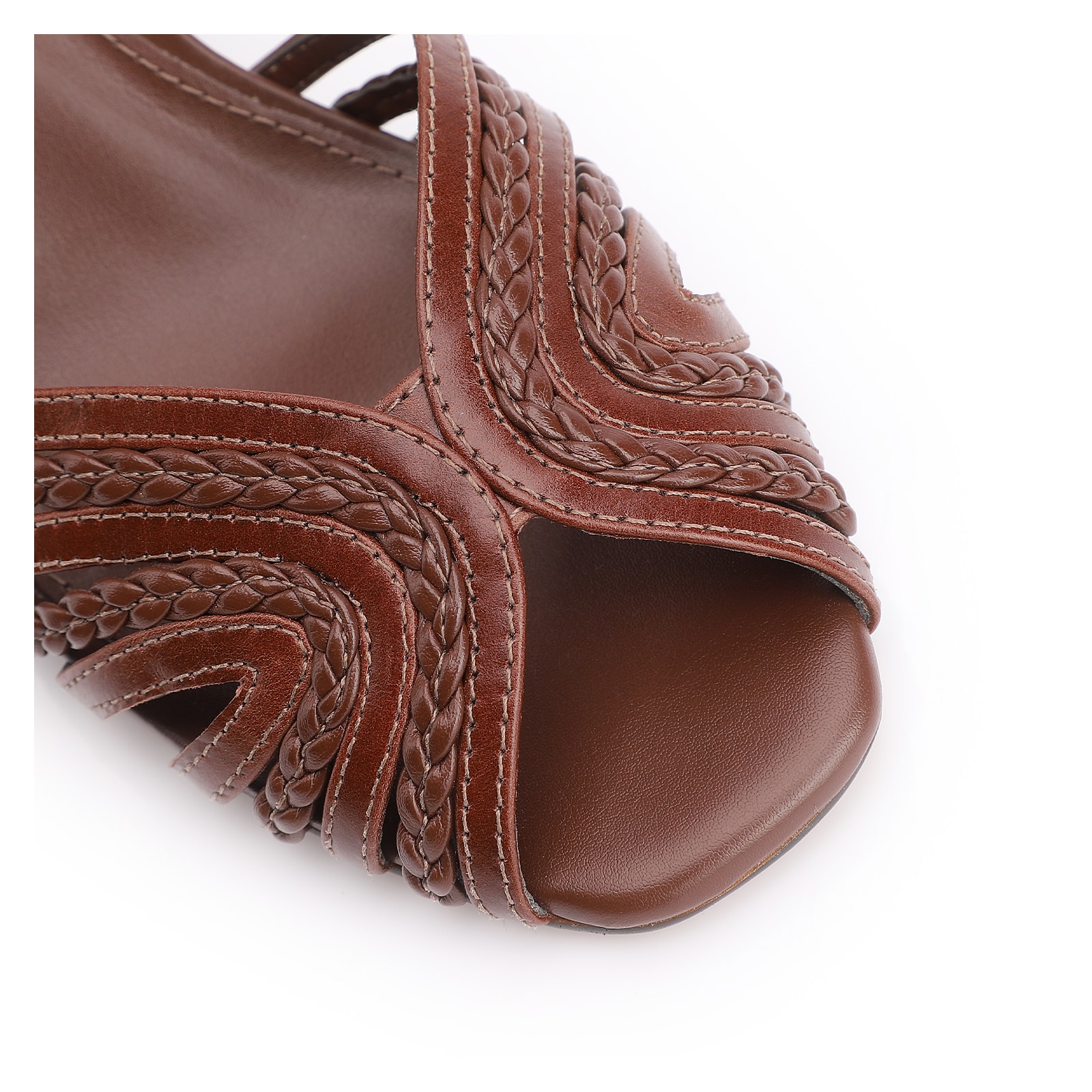 Peep Toe Couro/Gianduia Alt Marrom Escuro
