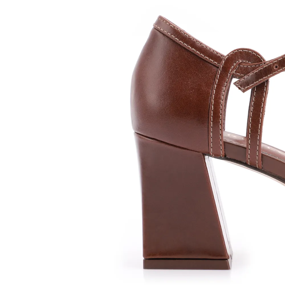 Peep Toe Couro/Gianduia Alt Marrom Escuro - imagem 7
