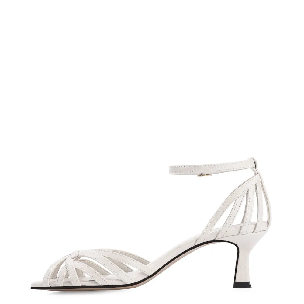 Peep Toe Couro Lezard Off White - imagem 4