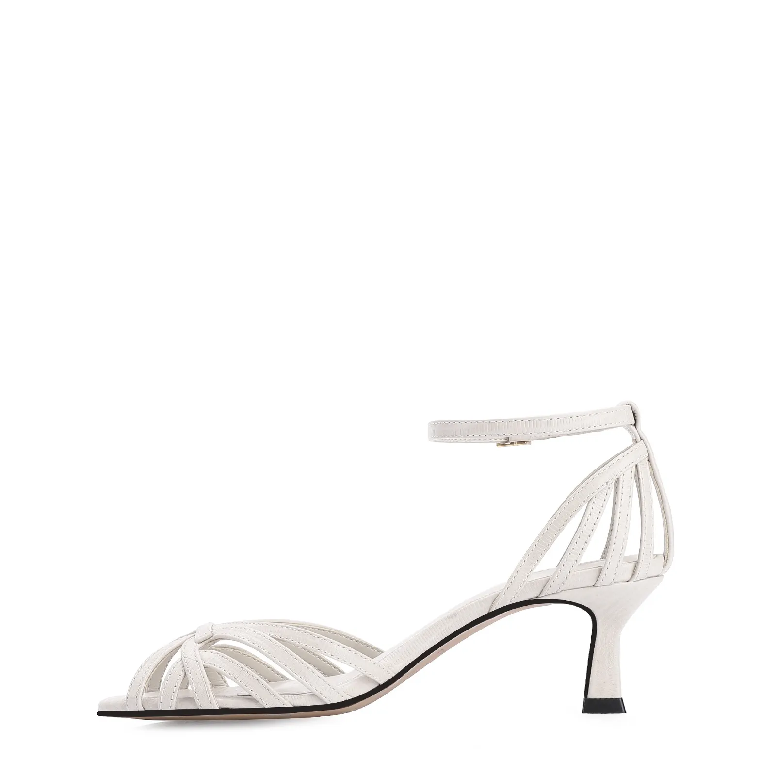 Peep Toe Couro Lezard Off White