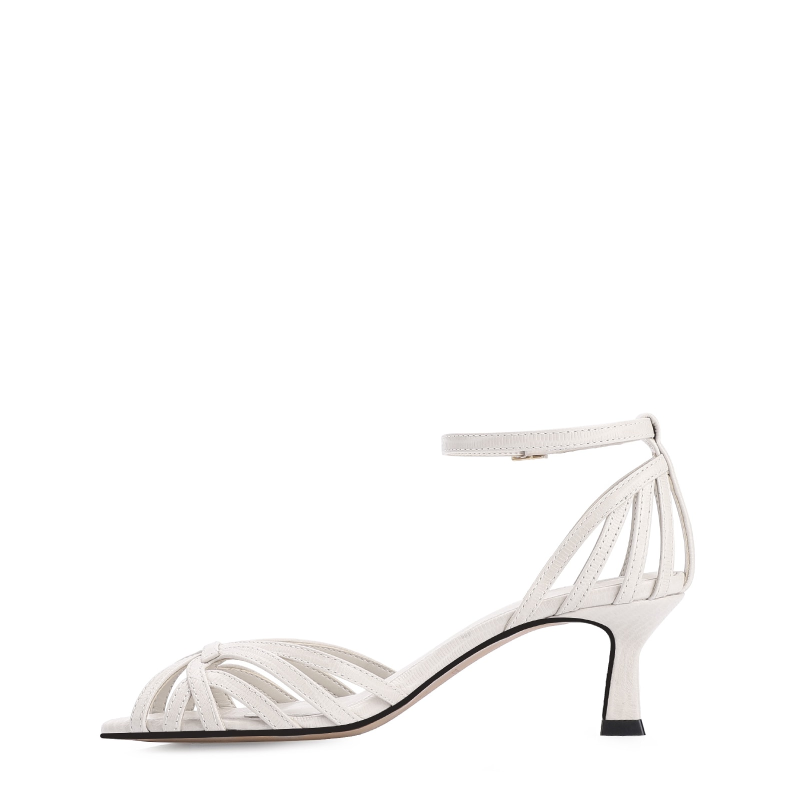 Peep Toe Couro Lezard Off White