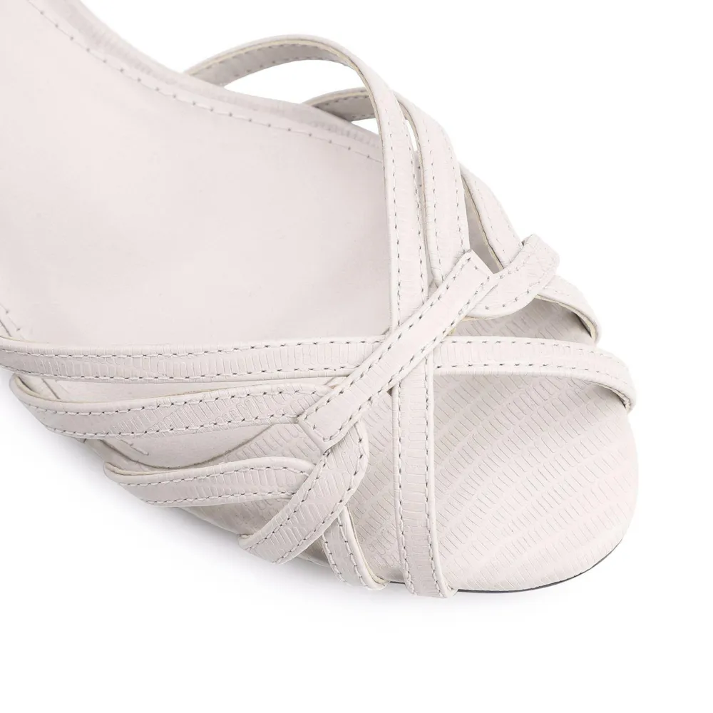 Peep Toe Couro Lezard Off White - imagem 6