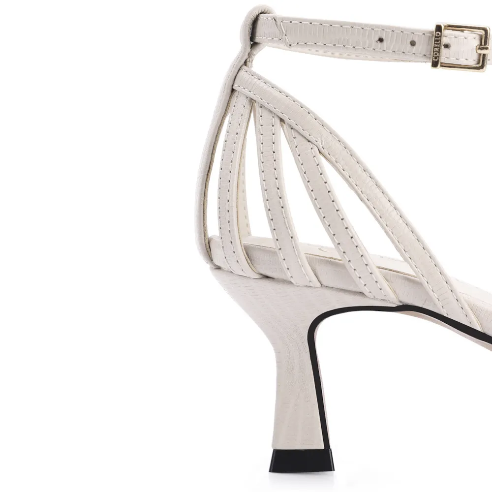 Peep Toe Couro Lezard Off White - imagem 7