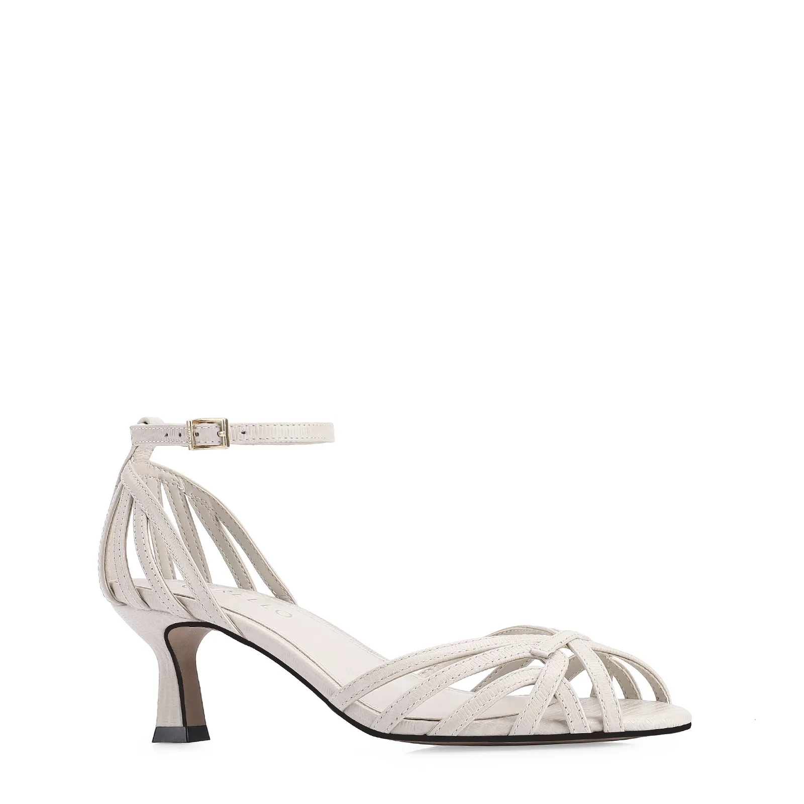 Peep Toe Couro Lezard Off White