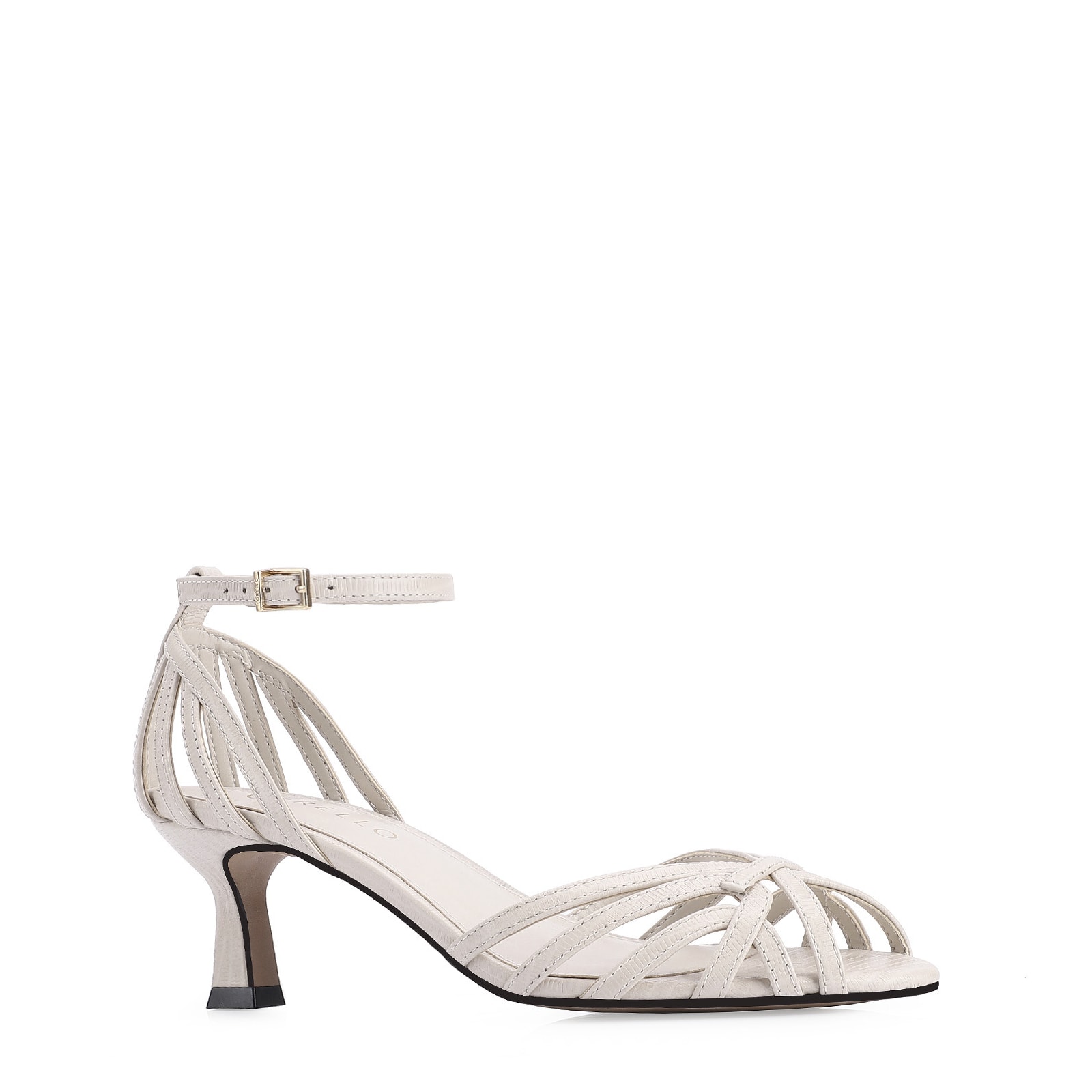 Peep Toe Couro Lezard Off White