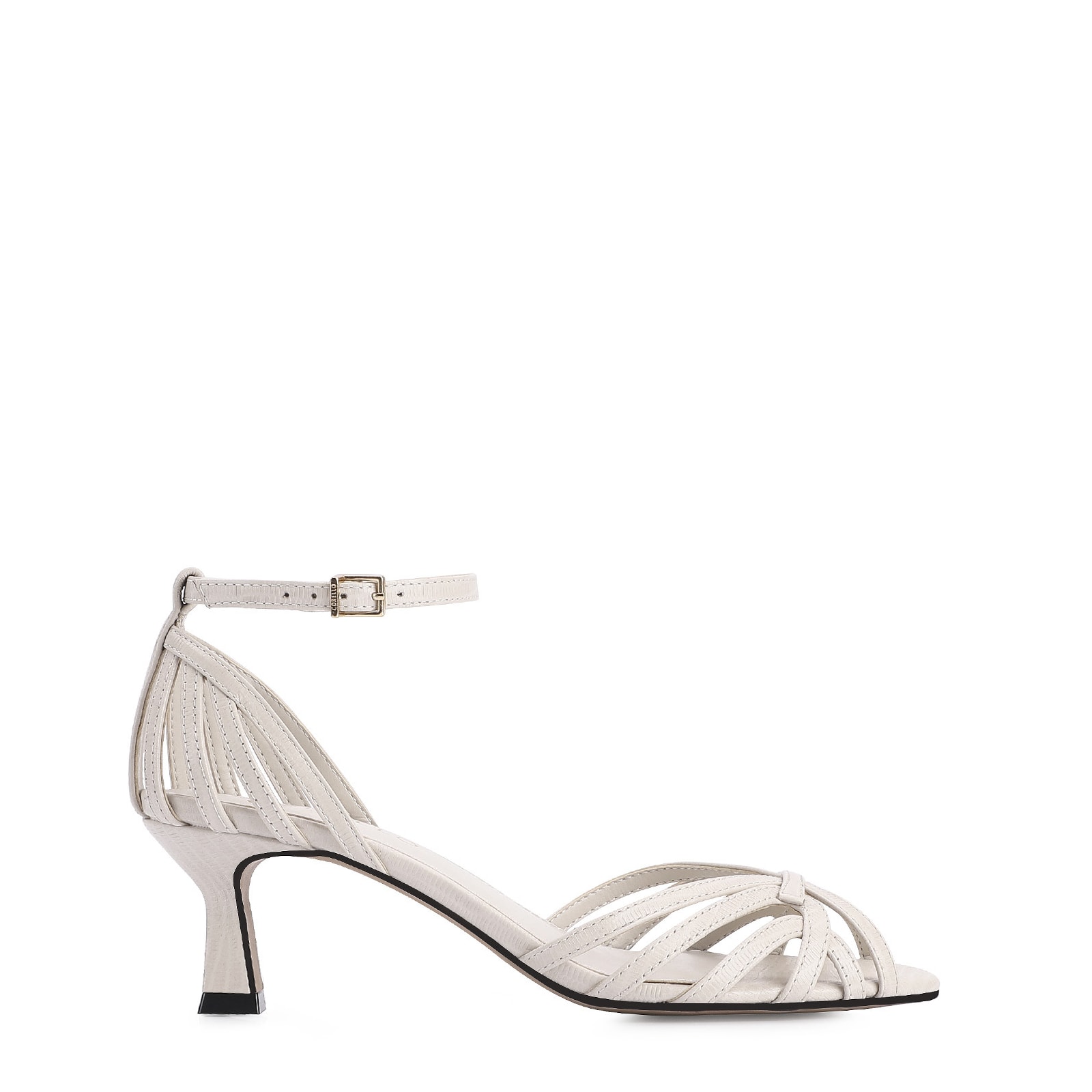 Peep Toe Couro Lezard Off White