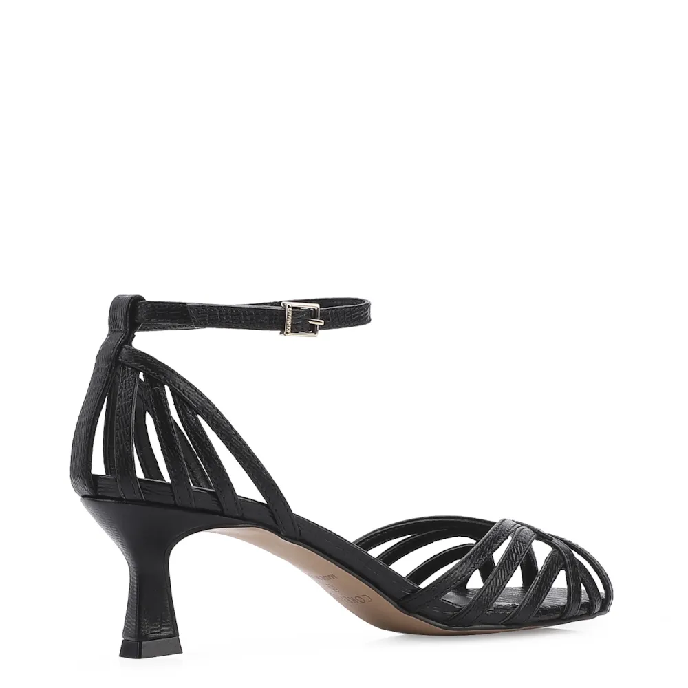 Peep Toe Couro Lezard Preto - imagem 3