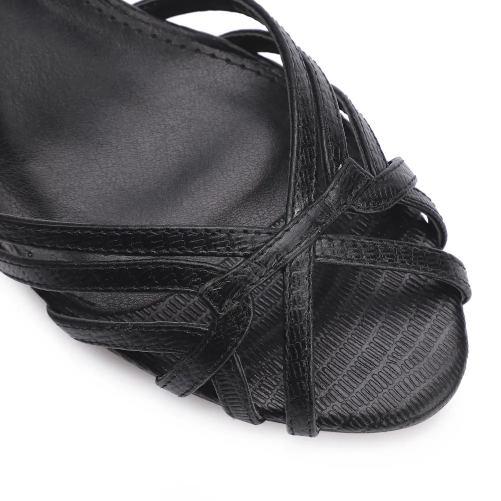 Peep Toe Couro Lezard Preto - imagem 6