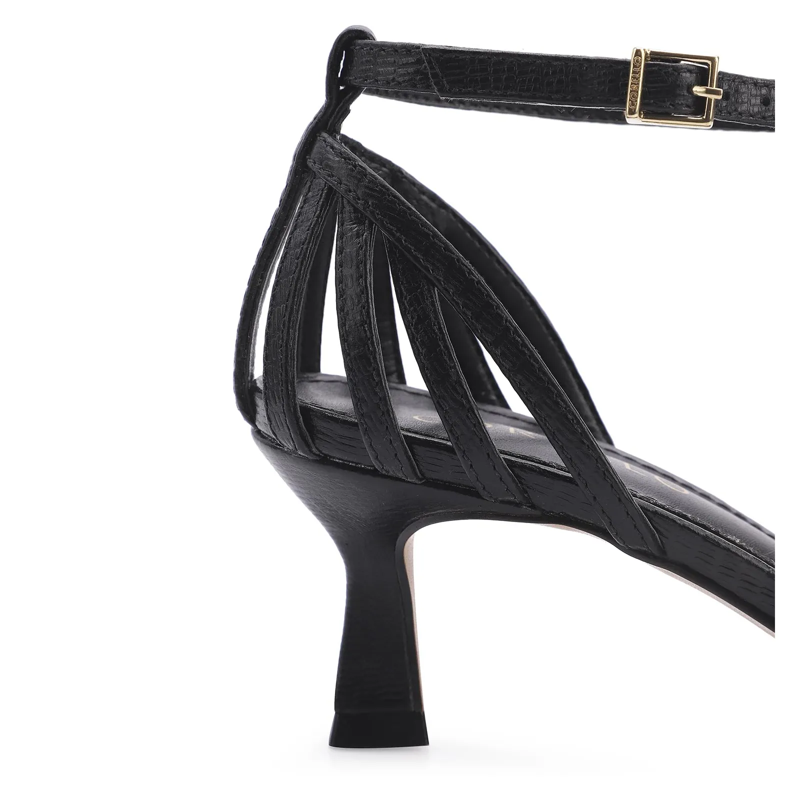 Peep Toe Couro Lezard Preto
