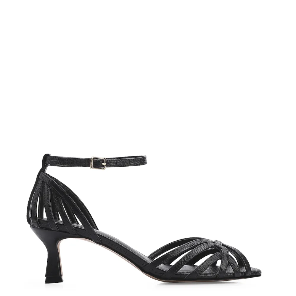 Peep Toe Couro Lezard Preto - imagem 2