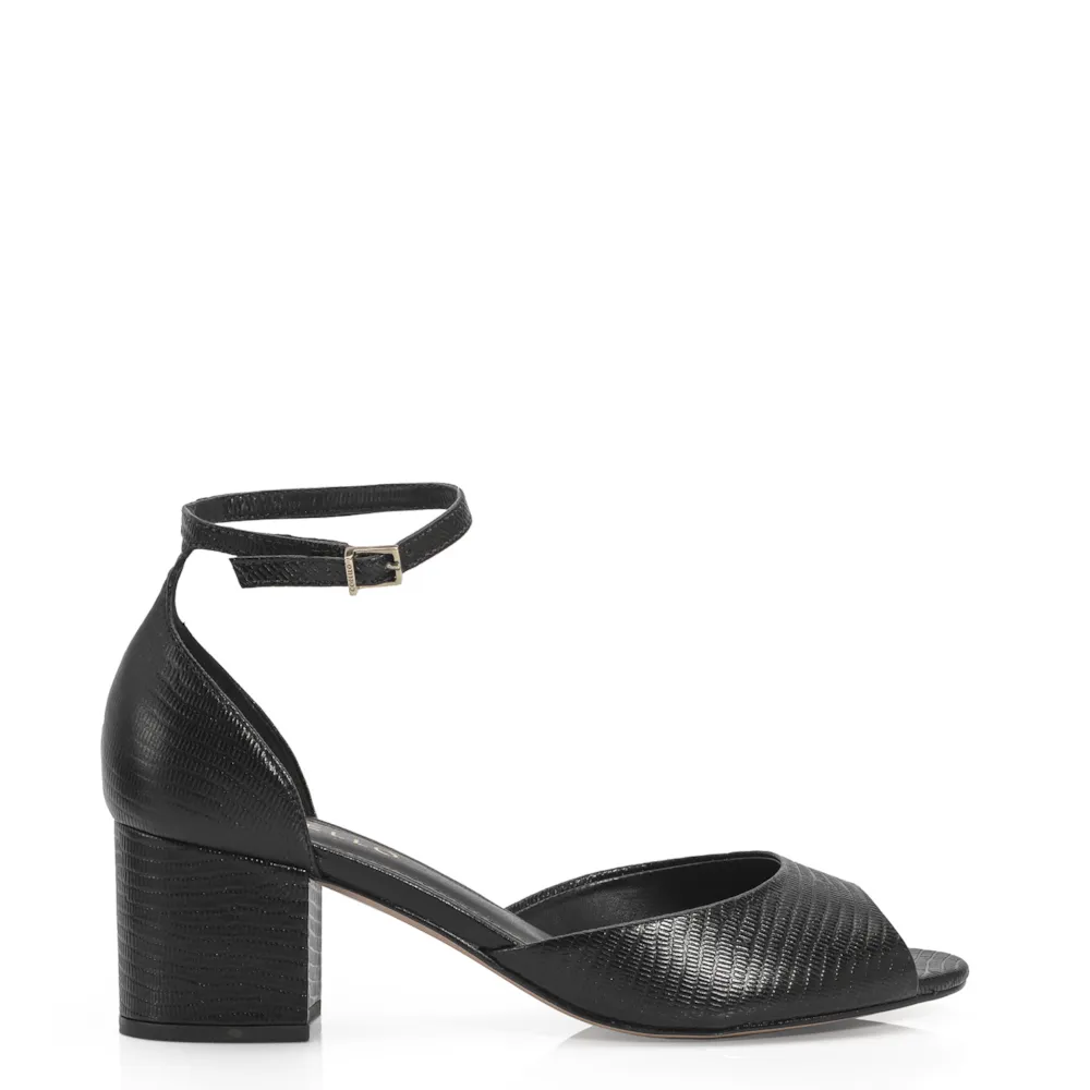 Peep Toe Couro Lezard Preto - imagem 3