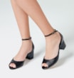 Peep Toe Couro Lezard Preto - imagem 2