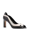 Peep Toe Couro Lezard Preto/Couro Off White - imagem 1
