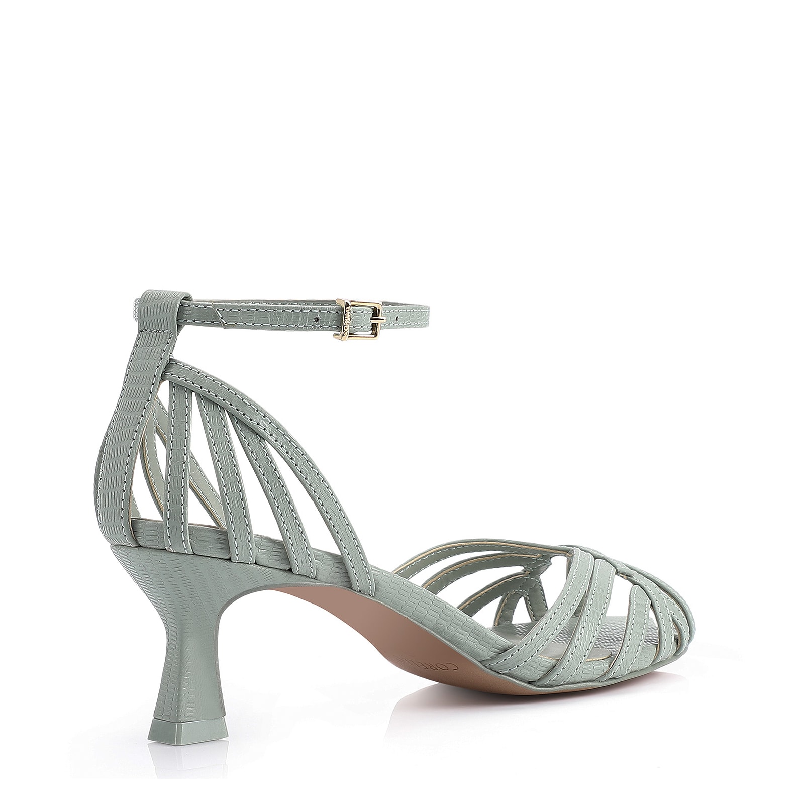 Peep Toe Couro Lezard Verde