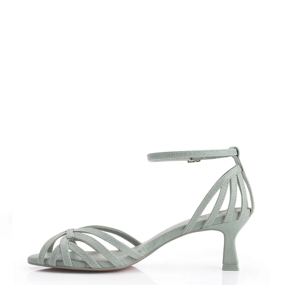 Peep Toe Couro Lezard Verde - imagem 4