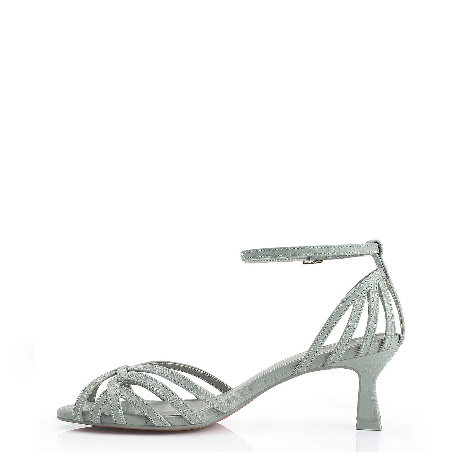 Peep Toe Couro Lezard Verde