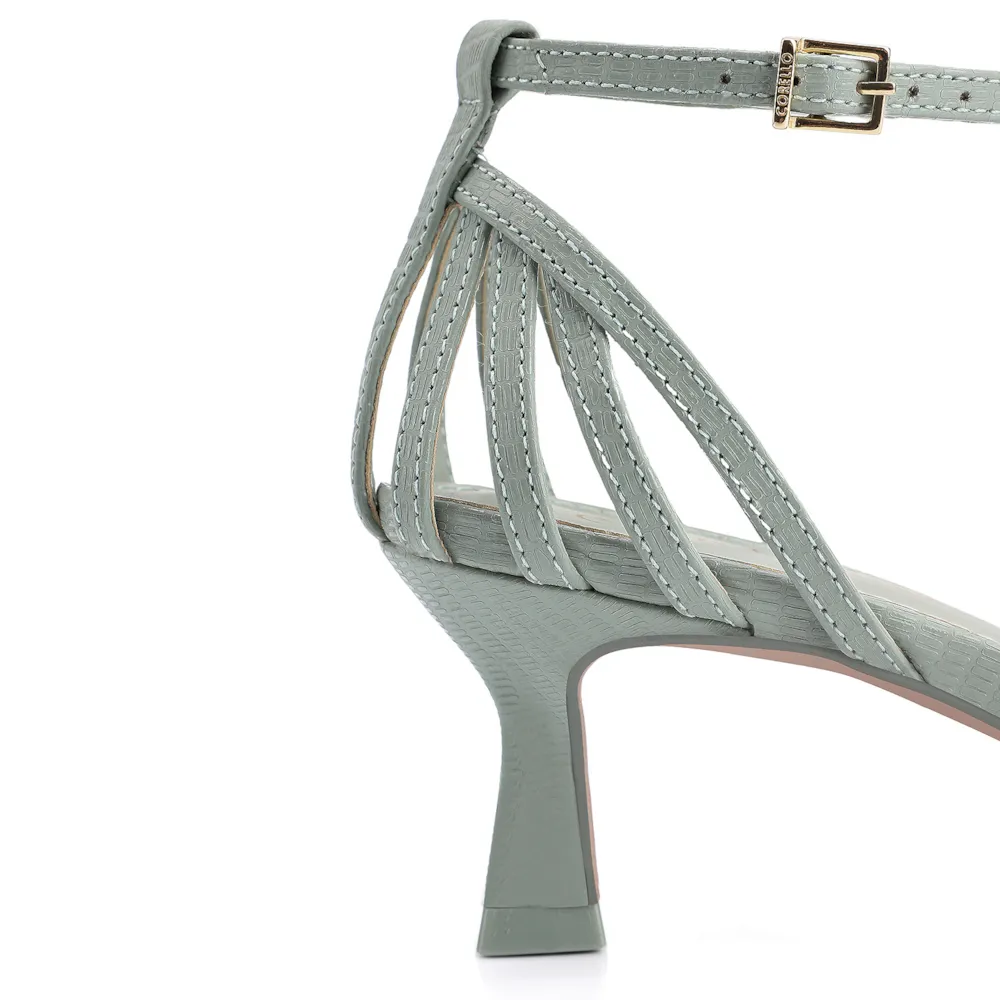 Peep Toe Couro Lezard Verde - imagem 7