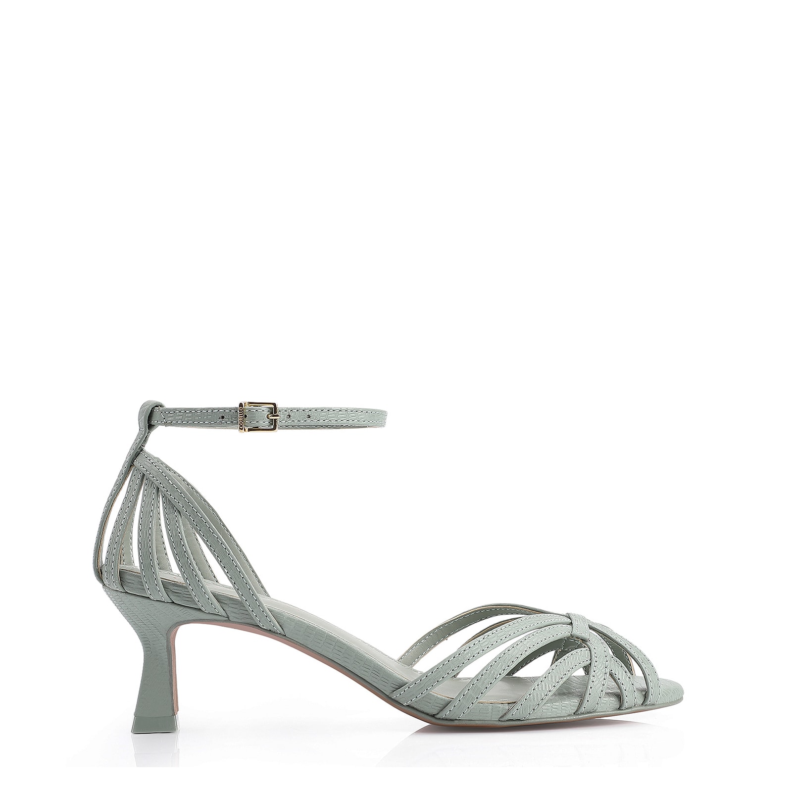 Peep Toe Couro Lezard Verde