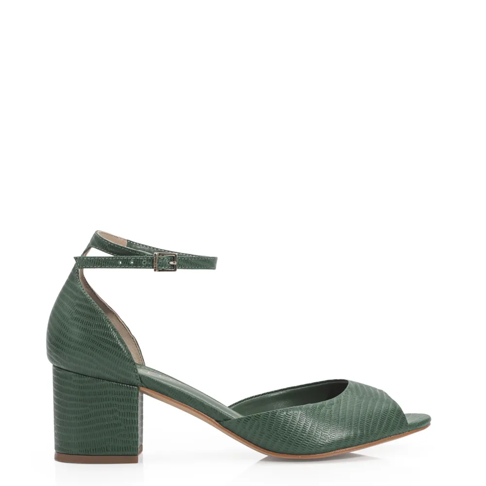 Peep Toe Couro Lezard Verde - imagem 3