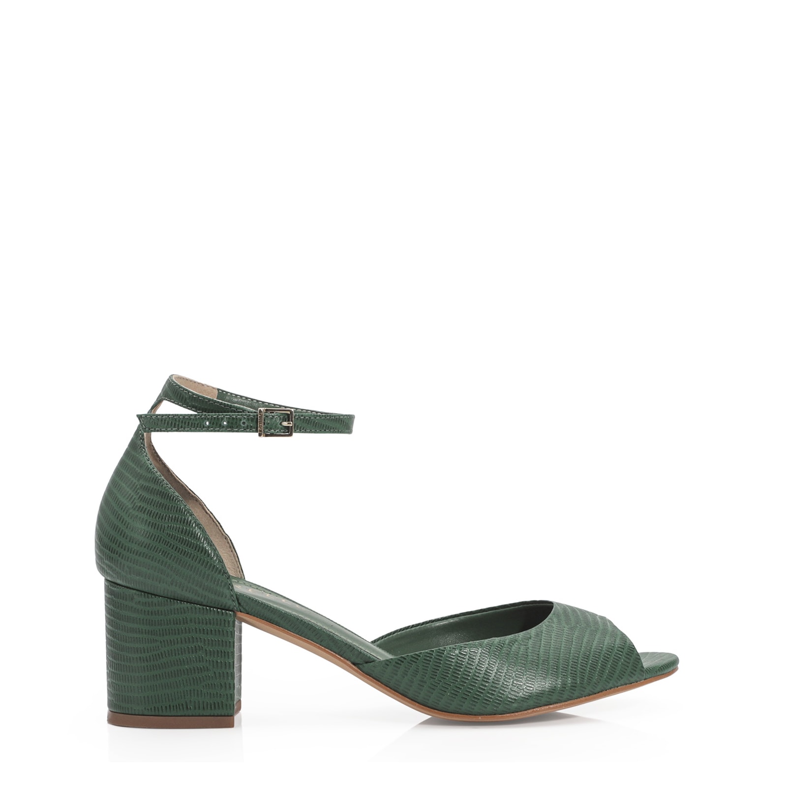 Peep Toe Couro Lezard Verde