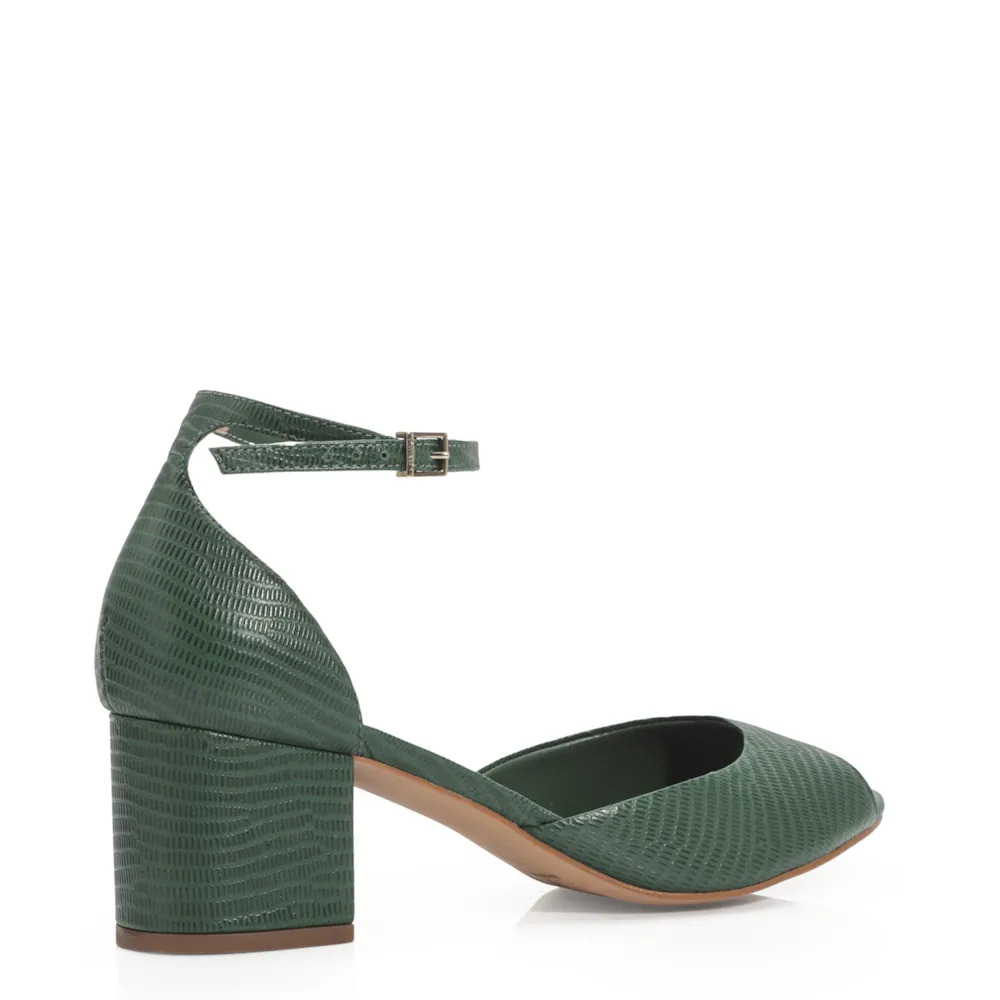 Peep Toe Couro Lezard Verde - imagem 4