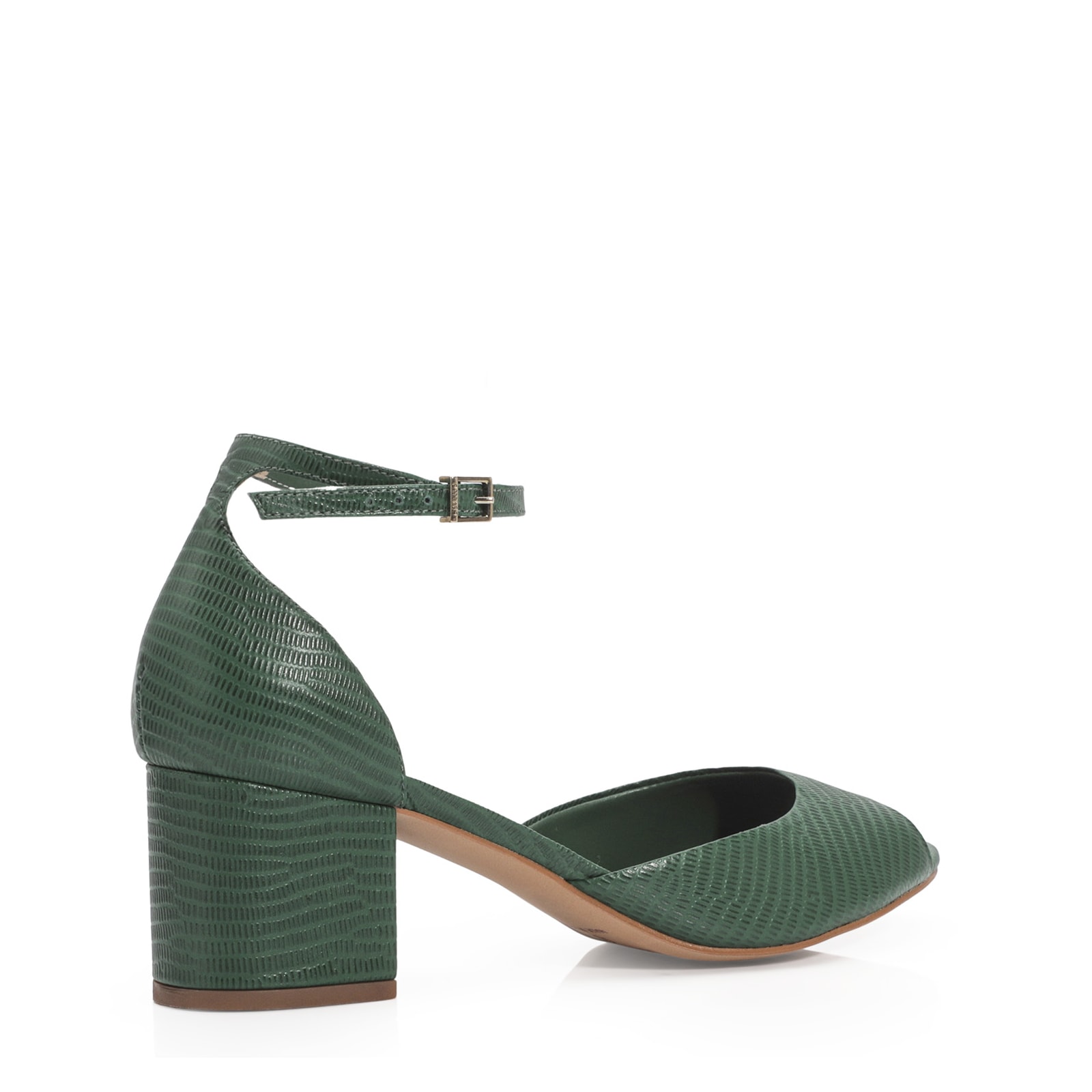 Peep Toe Couro Lezard Verde