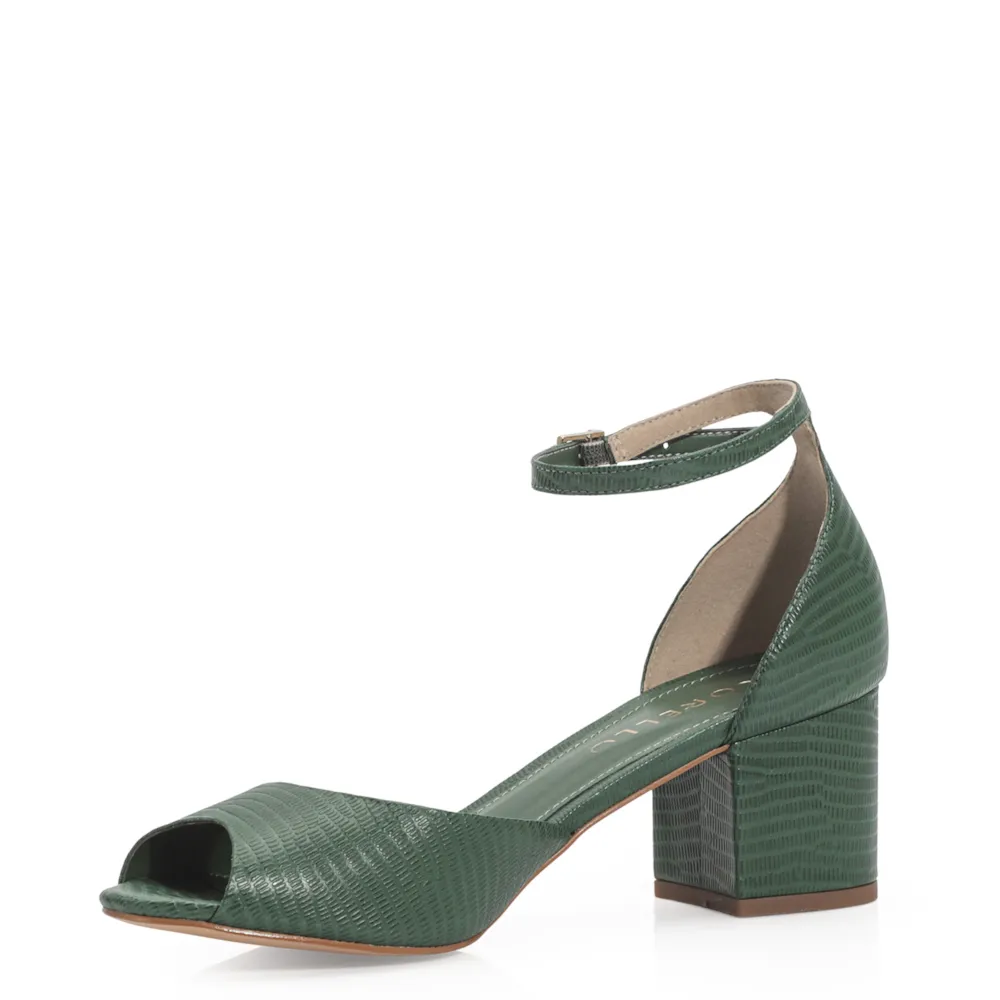 Peep Toe Couro Lezard Verde - imagem 5