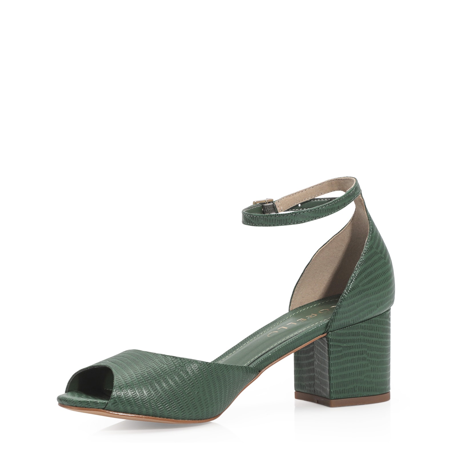 Peep Toe Couro Lezard Verde
