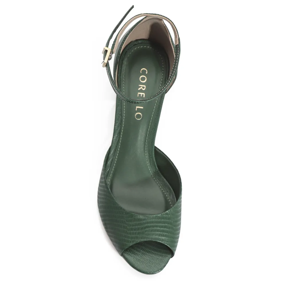 Peep Toe Couro Lezard Verde - imagem 6