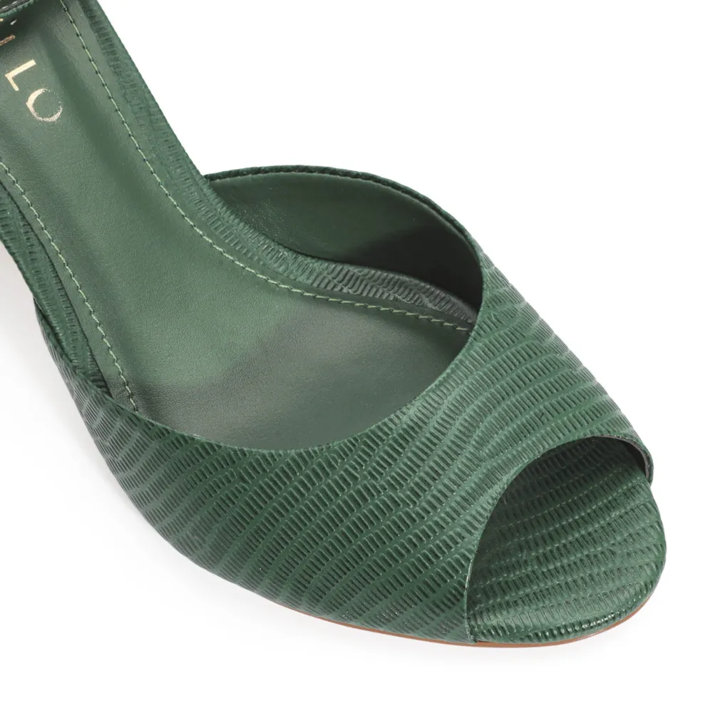 Peep Toe Couro Lezard Verde - imagem 7