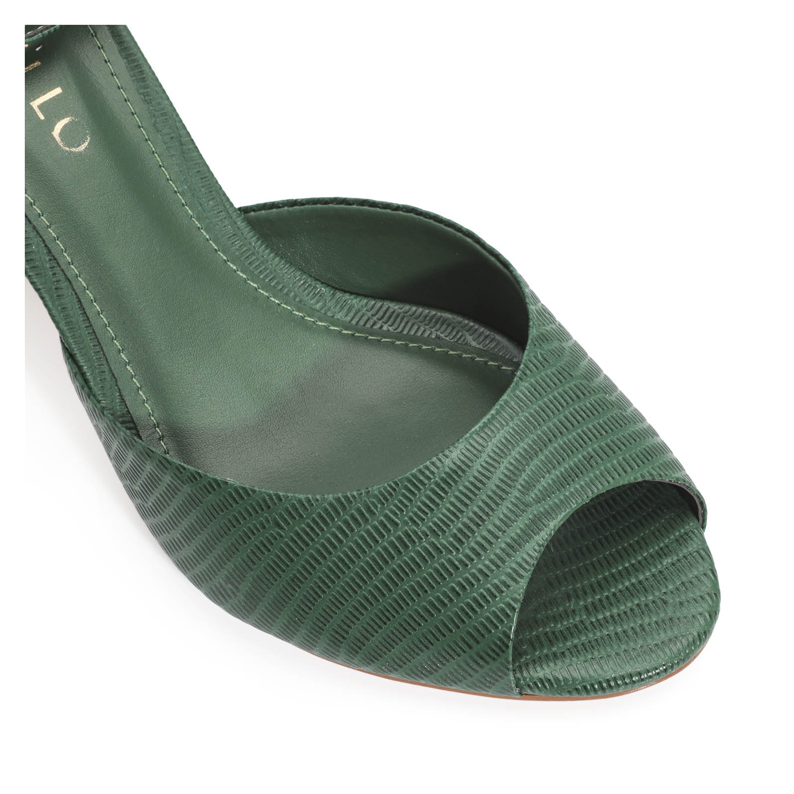 Peep Toe Couro Lezard Verde