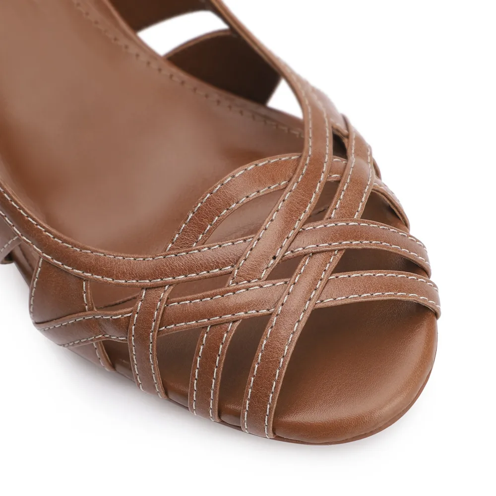 Peep Toe Couro Marrom - imagem 6